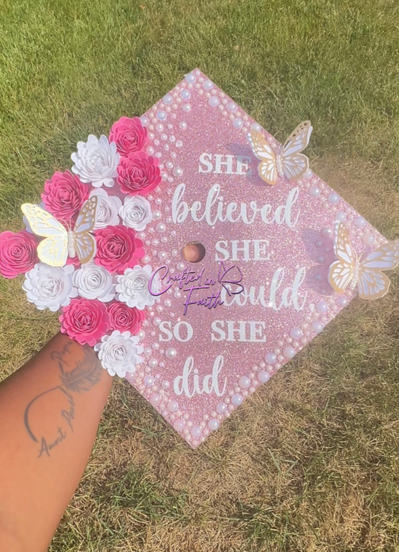 READY TO SHIP "She Believed She Could..” Graduation Cap Topper